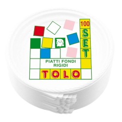 Farfurii din Plastic, Diametru 17 cm, 100 Buc/Set, Culoare Alba, Farfurii Unica Folosinta cu Urechiuse Tolo, Farfurii Plate din Plastic, Farfurii Plastic de Unica Folosinta, Farfurii pentru Catering, Farfurii pentru Aperitive
