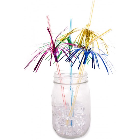 Paie din Plastic cu Palmier OTI, 250x5 mm, 100 Buc/Set, Multicolor Fluorescent, Paie Fantezie din Plastic, Paie Decorative, Paie pentru Petreceri, Paie cu Ornament Palmier, Articole pentru Aniversari si Petreceri, Paie pentru Cocktail, Paie cu Palmier