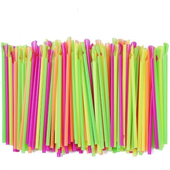 Paie Drepte din Plastic cu Lingurita, 6x205 mm, 500 Buc/Set, Diverse Culori, Paie din Plastic, Paie pentru Petreceri, Paie din Plastic Simple, Paie cu Lingurita, Accesorii pentru Petreceri, Paie din Plastic Drepte, Paie Drepte pentru Bauturi
