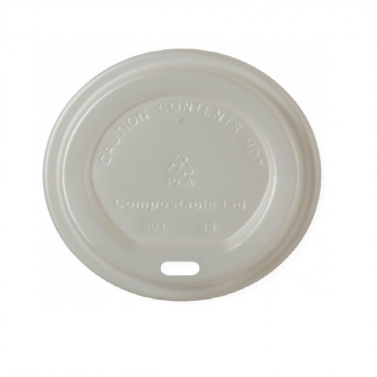 Capace Biodegradabile, Ø 80mm, 50 Buc/Set, pentru Pahare de 8 Oz (240ml), Capace Albe din PLA - Capace Ecologice