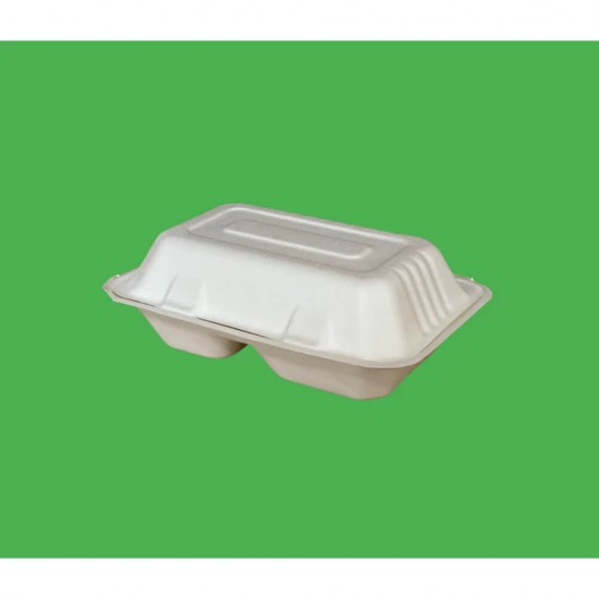 Set 50 Caserole Bicompartimentate Biodegradabile, 230x160x75 mm, Trestie de Zahar