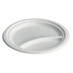 Set 50 Farfurii Biodegradabile, 23 cm, Bicompartimentate, din Trestie de Zahar Set 50 Farfurii Biodegradabile, 23 cm, Bicompartimentate, din Trestie de Zahar