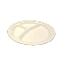 Set 50 Farfurii Biodegradabile, 23 cm, Tricompartimentate, Trestie de Zahar Set 50 Farfurii Biodegradabile, 23 cm, Tricompartimentate, Trestie de Zahar