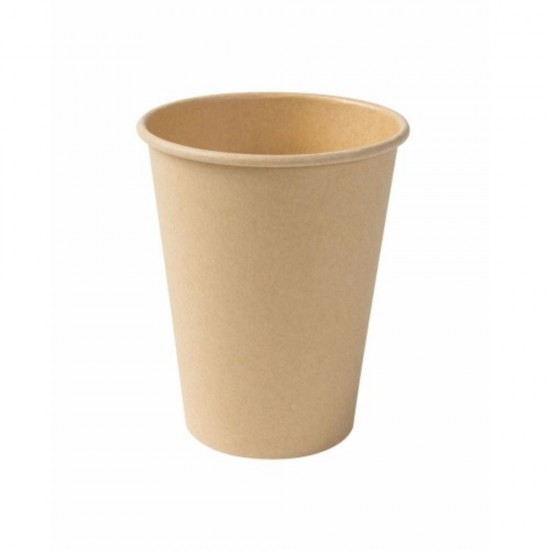 Pahare Biodegradabile Kraft Natur, 8 Oz (240 ml) din Carton cu PLA, 50 Buc/Set, Interior Natur - Pahare Ecologice