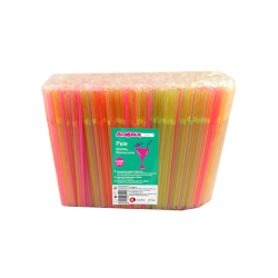 Set 1000 Paie Flexibile, 240x5 mm, Ambalate Individual, Diverse Culori Fluorescente, Paie din Plastic, Paie Catering, Paie pentru Petreceri, Accesorii pentru Bar