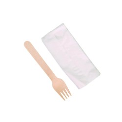 Set 100 Furculite din Lemn cu Servetel Set 100 Furculite din Lemn cu Servetel