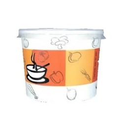 Bol pentru Supa din Carton Imprimat cu Capac, 11x7 cm, 100 Buc/Bax - Caserole Catering