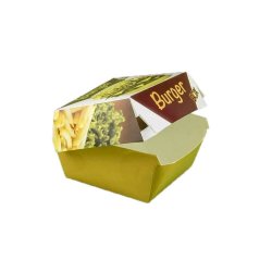 Set 100 Cutii pentru Hamburger, 115x115x90 mm, Carton Imprimat GC1, 290 g/m² Set 100 Cutii pentru Hamburger, 115x115x90 mm, Carton Imprimat GC1, 290 g/m²