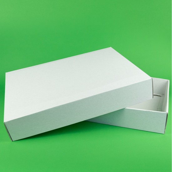 Set 100 Cutii cu Capac, 325x300x65 mm, Carton Alb