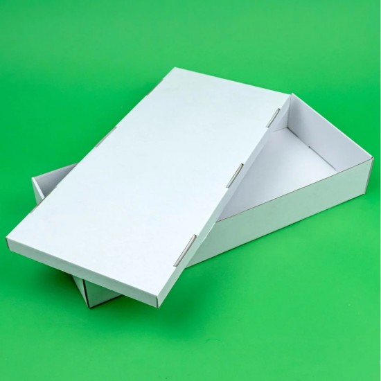 Set 100 Cutii cu Capac, 455x200x70 mm, Carton Alb