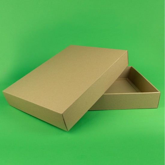 Set 100 Cutii cu Capac, 325x300x65 mm, Carton Natur