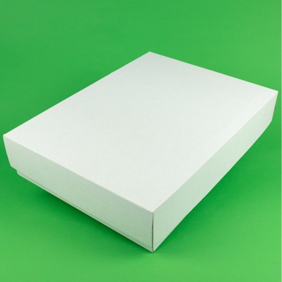 Set 100 Cutii cu Capac, 325x300x65 mm, Carton Alb