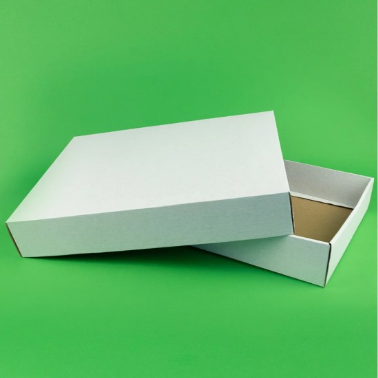 Set 100 Cutii cu Capac, 440x325x65 mm, Carton Alb/Natur