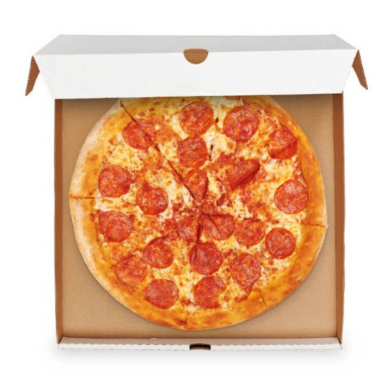 Set 100 Cutii Pizza Neimprimate, 590x590x40 mm, Carton Alb/Natur, Ambalare 2x50 Buc