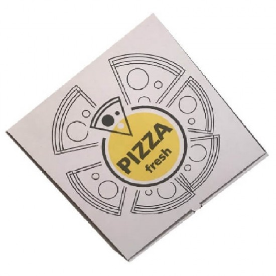 Cutie Pizza Alba Model Fresh, 28x3.5x28 cm, 100 Buc/Bax - Ambalaj din Carton Alb