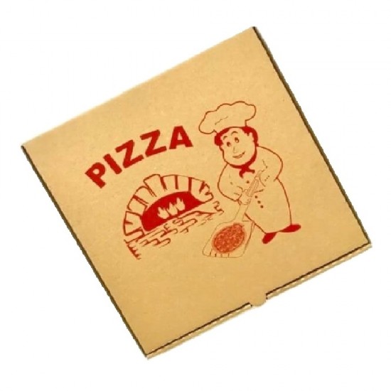 Cutie Pizza Natur Model Bucatarul, 28x3.5x28 cm, 100 Buc/Bax - Ambalaj din Carton Maro
