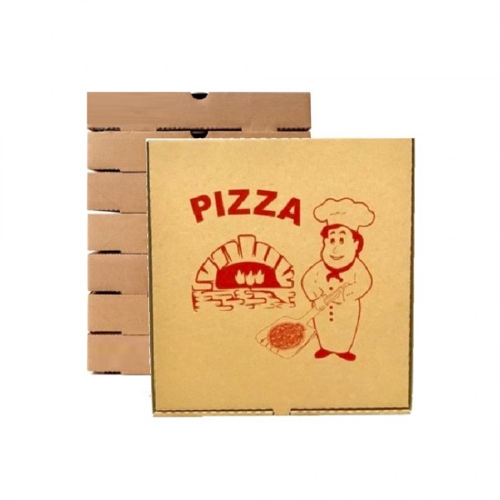 Set 500 Cutii Pizza Natur Model Bucatarul, 28x3.5x28 cm - Ambalaj din Carton Maro