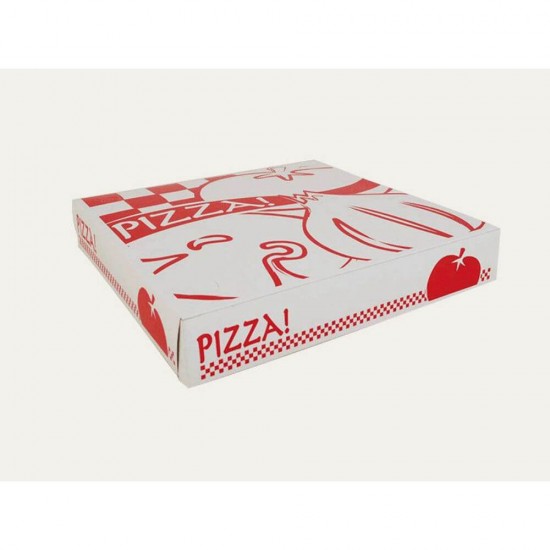 Cutii Pizza Albe Personalizate, 32x32x3.5 cm, Tipar 1 Culoare, Carton Microondulat Albit, Cutie Personalizata pentru Pizza, Cutii Personalizate pentru Pizza - Ambalaje Personalizate