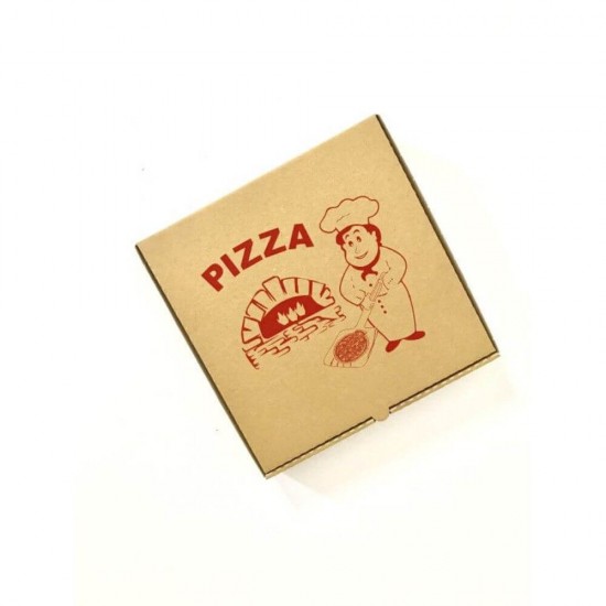 Cutii Pizza Natur Personalizate, 42x42x4 cm, Tipar 1 Culoare, Carton Microondulat Natur, Cutie Personalizata pentru Pizza, Cutii Personalizate pentru Pizza - Ambalaje Personalizate