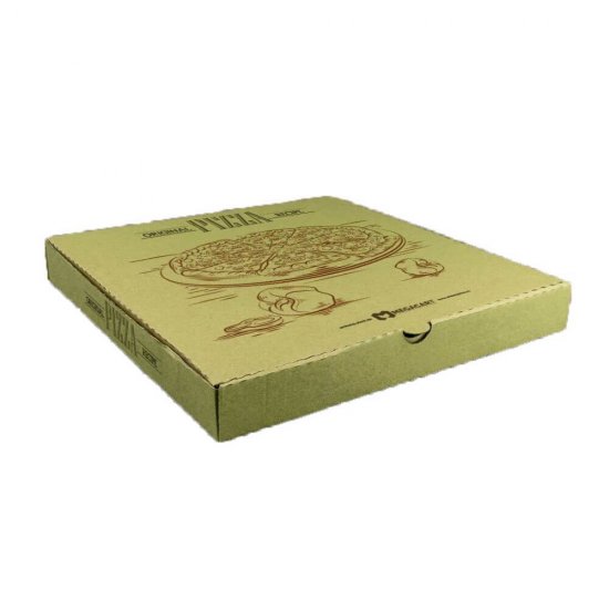 Set 100 Cutii Pizza Imprimate, 460x460x40 mm, Model Generic, Carton Natur, Ambalare 2x50 Buc