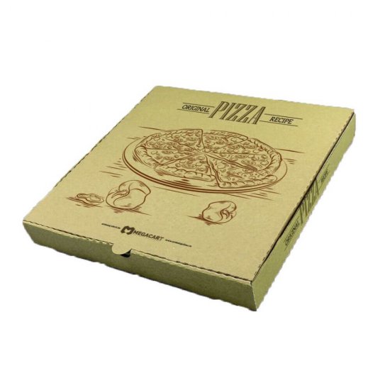 Set 100 Cutii Pizza Imprimate, 590x590x40 mm, Model Generic, Carton Natur, Ambalare 2x50 Buc