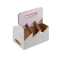 Set 100 Cutii pentru Sticle, 6x0.33 L, Carton Alb/Natur