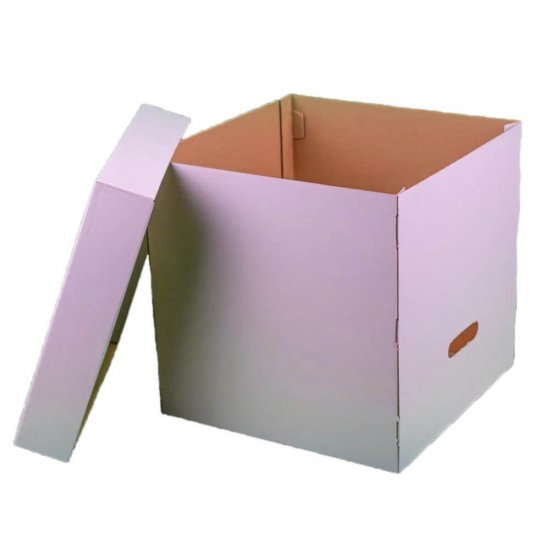 Set 25 Cutii Tort cu Capac, 330x330x330 mm, Carton Alb/Natur