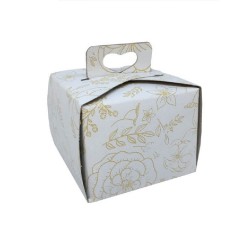 Cutii pentru Prajituri Model Floral, 11x11 cm, 25 Buc/Bax, Carton Duplex - Ambalaj Cofetarie