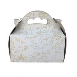 Cutii pentru Prajituri Model Floral, 12x18 cm, 25 Buc/Bax, Carton Duplex - Ambalaje Cofetarie