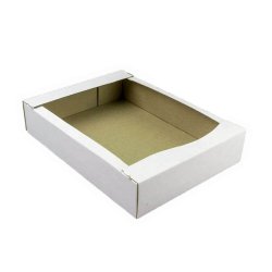 Set 100 Cutii pentru Patiserie, 270x220x40 mm, Carton Alb/Natur