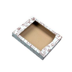 Set 100 Cutii pentru Patiserie, 270x220x40 mm, Carton Alb/Natur Imprimat
