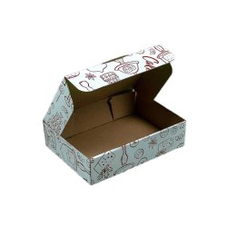 Set 100 Cutii pentru Prajituri T10, 230x200x55 mm, cu Autoformare, Carton Alb/Natur Imprimat