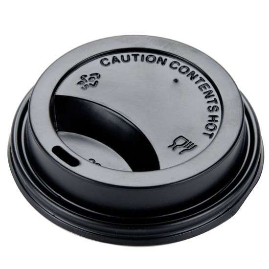 Capace Negre din Plastic, Dimensiune 16 OZ, 100 Buc/Bax, Capace pentru Pahare de Carton, Capace pentru Bauturi Calde 