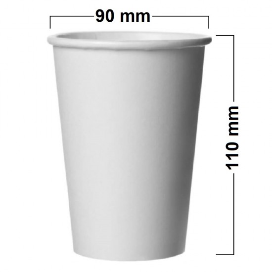 Pahare din Carton 14 Oz Model Alb (400 ml), 100 Buc/Bax - Pentru Bauturi Calde sau Reci