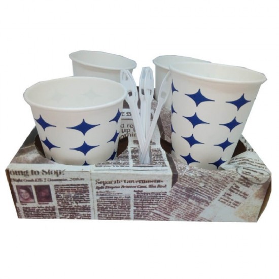Suport din Carton pentru 4 Pahare Model Ziar, 100 Buc/Bax