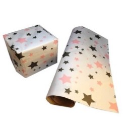 Hartie pentru Cadouri in Rola, Model Pink Star, 70cm x 250m, 10 Kg/Rola, Material LWC 57 g/m² Hartie pentru Cadouri in Rola, Model Pink Star, 70cm x 250m, 10 Kg/Rola, Material LWC 57 g/m²