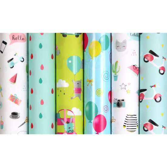 Hartie Ambalaj Cadouri in Rola Rotolux Hello,  70mm x 2m, Diverse Modele, Hartie Pentru Cadouri cu Model, Rola Hartie cu Model, Rola de Hartie pentru Impachetat Cadouri, Rola de Hartie pentru Ambalat Cadouri