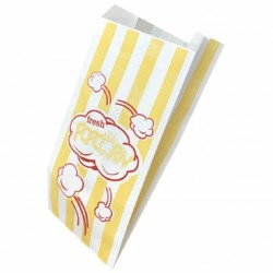 Pungi din Hartie Imprimate Galben pentru Popcorn, Dimensiune 12x8x27 cm, 1000 Buc/Bax