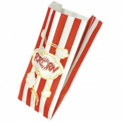 Pungi din Hartie Imprimate Rosu pentru Popcorn, Dimensiune 12x8x27 cm, 1000 Buc/Bax