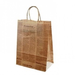 100 Pungi de Hartie Model Ziar, 25x10x30 cm, Sacose pentru Evenimente, Sacose Evenimente, Punga Cadou, Pungi Cadou, Sacose Hartie Cadou, Sacose de Hartie pentru Cadouri, Plase Cadou, Punga Hartie Maner, Punga de Hartie cu Maner