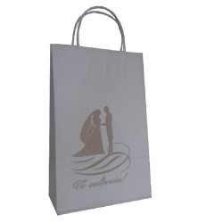 Pungi Cadou Nunta cu Model Mire si Mireasa, Dimensiune 18x8x30 cm, 100 Buc/Bax