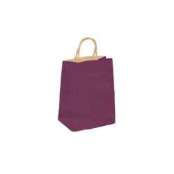 Set 100 Pungi Natur cu Maner din Hartie Colorata , 18x9x29cm, 90 g/mp, Mov, Punga Din Hartie pentru Evenimente, Punga din Hartie pentru Ocazii, Set de Pungi Natur Ieftine, Set de Pungi Mov din Hatie