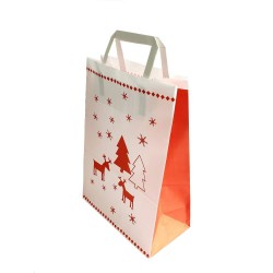 Pungi Sarbatori, Model Brazi si Reni, 22x12x31 cm, 100 Buc/Bax, Sacose Cadou, Pungi Cadou Sarbatori, Pungi cu Motive de Iarna