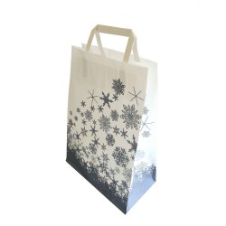 Pungi Sarbatori, Model Fulg de Nea, 22x12x31 cm, 100 buc/bax, Sacose Cadou, Pungi Cadou Sarbatori, Pungi cu Motive de Iarna