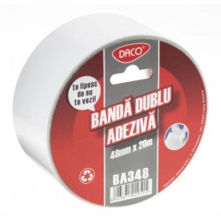 Banda Adeziva Dubla DACO, 48mm x 20m, Benzi Duble Adezive, Banda Dubla Adeziva, Benzi Transparente pentru Ambalare, Benzi Adezive, Banda Scotch, Benzi Adezive pentru Ambalare, Banda Adeziva pentru Hartie si Carton, Articole Papetarie
