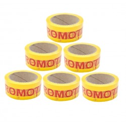 Set 6 Role Banda Adeziva Imprimata Promotie, 50mm x 66m - Ideala pentru Sigilarea Coletelor Speciale