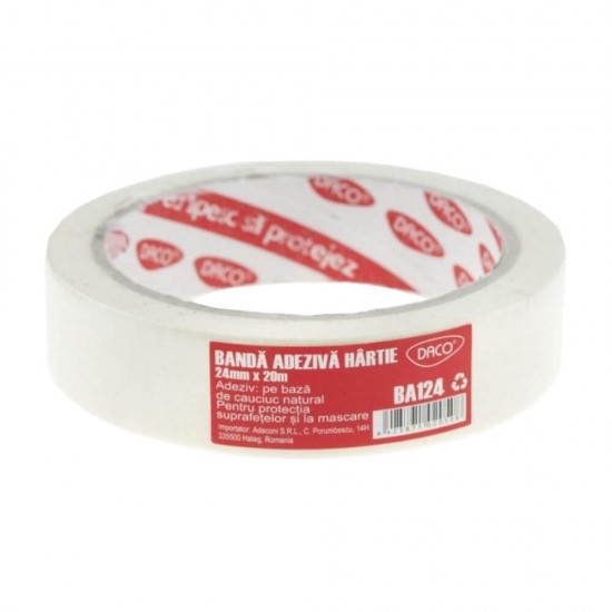 Banda Adeziva Hartie DACO, 24mm x 22m, Banda Adeziva Transparenta pentru Birou, Banda Scotch pentru Birou, Banda Scotch, Scotch pentru Birou, Banda Adeziva pentru Hartie si Carton, Articole Papetarie