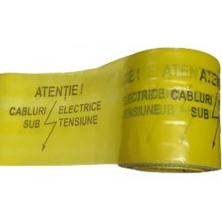 Banda Non Adeziva Avertizare Electric, 70mm x 200m, Banda Non Adeziva pentru Marcare, Benzi  Non Adezive pentru Marcare, Banda Avertizare Electric, Banda Non Adeziva Ieftina pentru Avertizare