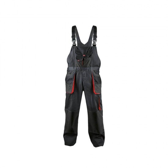 Pantaloni cu Pieptar, Marimea 54, Negru/Gri, Pantaloni Lucru, Pantaloni pentru Lucru, Pantaloni Salopeta cu Pieptar, Pantaloni de Lucru cu Pieptar, Pantaloni de Protectie, Pantaloni de Protectie cu Pieptar