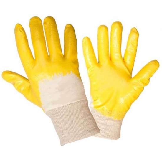 Manusi Protectie Houston M8, 10/XL, Tesatura Bumbac, Nitril, Galben, Manusi Protectie XL, Manusi Protectie Mari, Manusi Protectie Bumbac si Nitril, Manusi Bumbac si Nitril, Manusi Protectie cu Degete Cauciucate, Manusi Bumbac Cauciucat